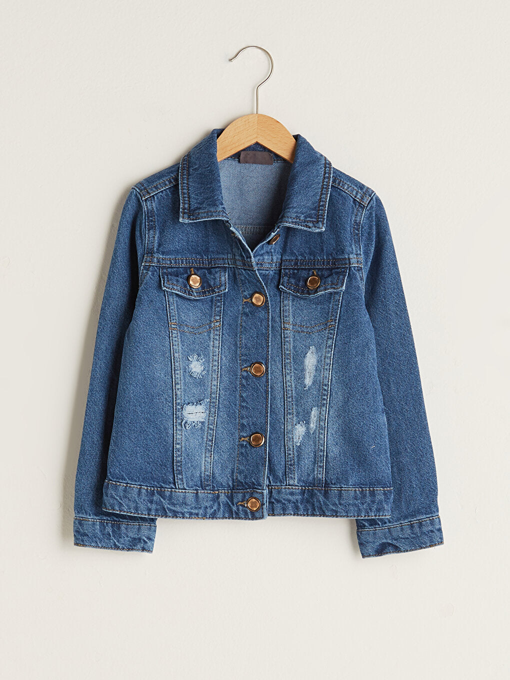 Shirt Collar Long Sleeve Girls Jean Jacket