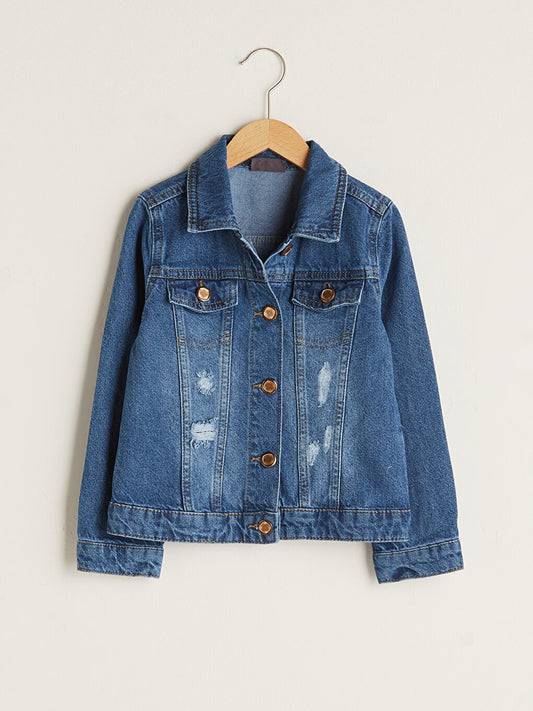 Shirt Collar Long Sleeve Girls Jean Jacket