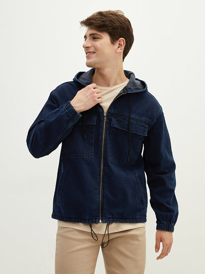 Comfortable Fit Hooded Men's Jean Jacket