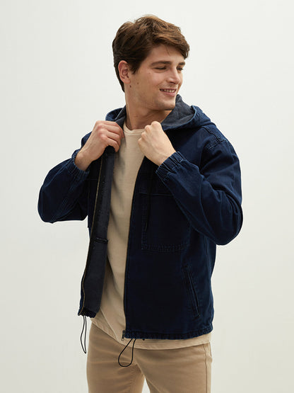 Comfortable Fit Hooded Men's Jean Jacket