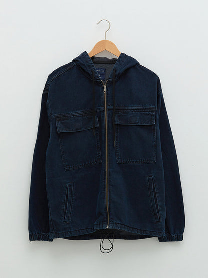 Comfortable Fit Hooded Men's Jean Jacket