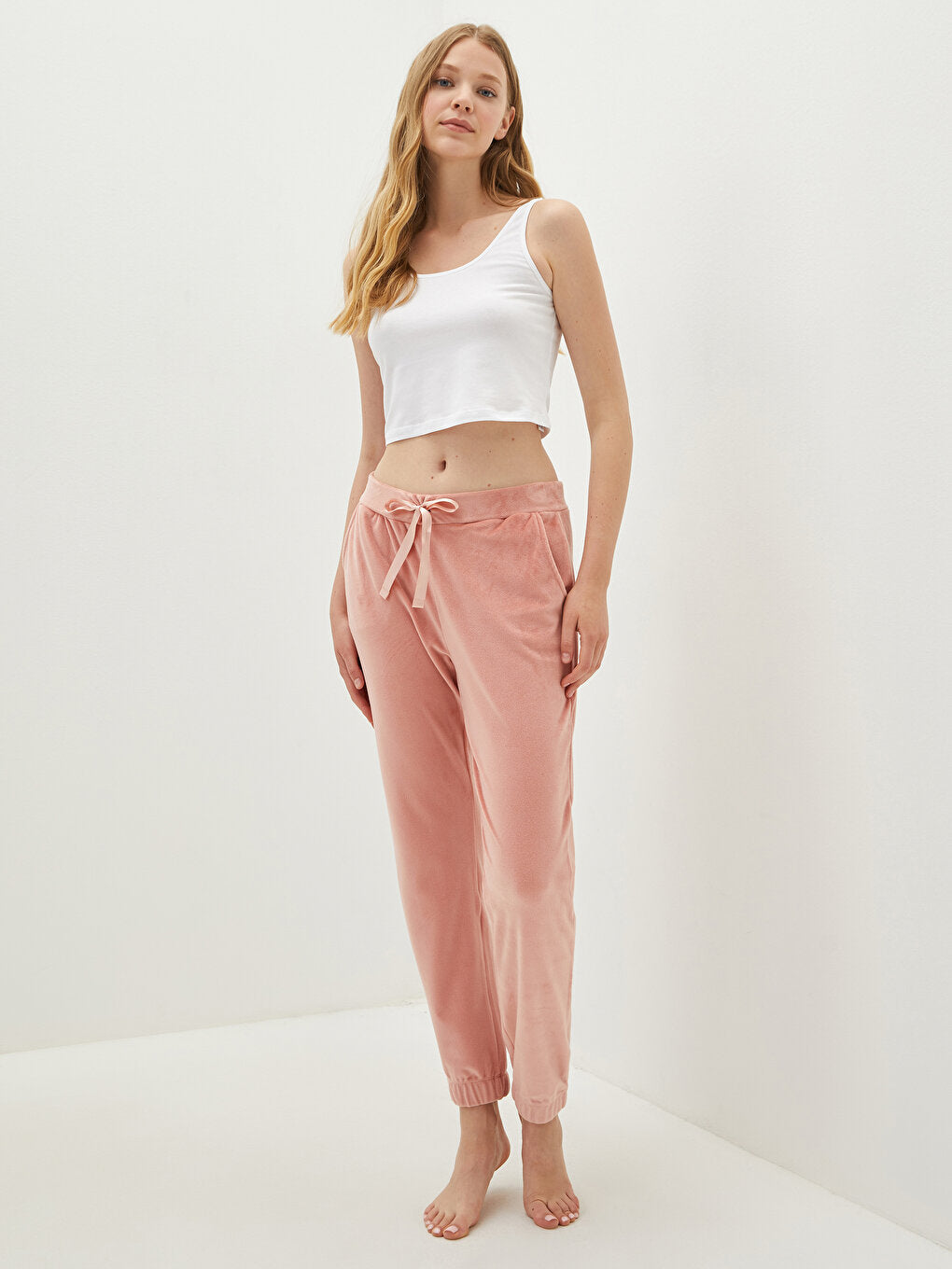 Women's Pajama Bottom with Elastic Waist and Pocket Detail