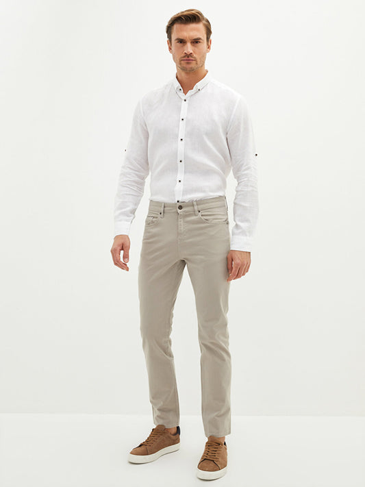 Slim Fit Gabardine Men's Trousers