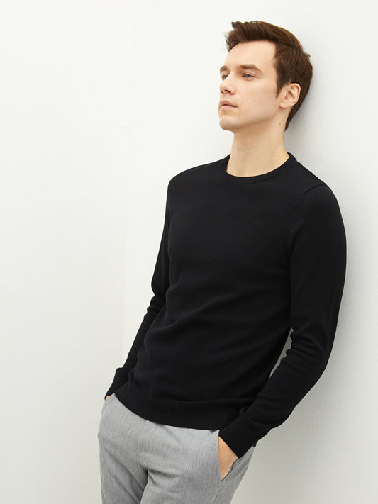 Crew Neck Long Sleeve Men's Knitwear Sweater