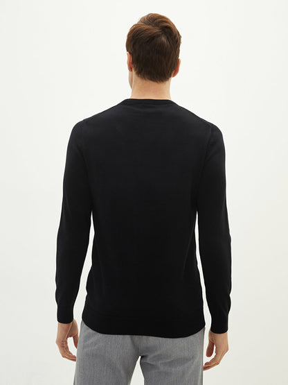 Crew Neck Long Sleeve Men's Knitwear Sweater