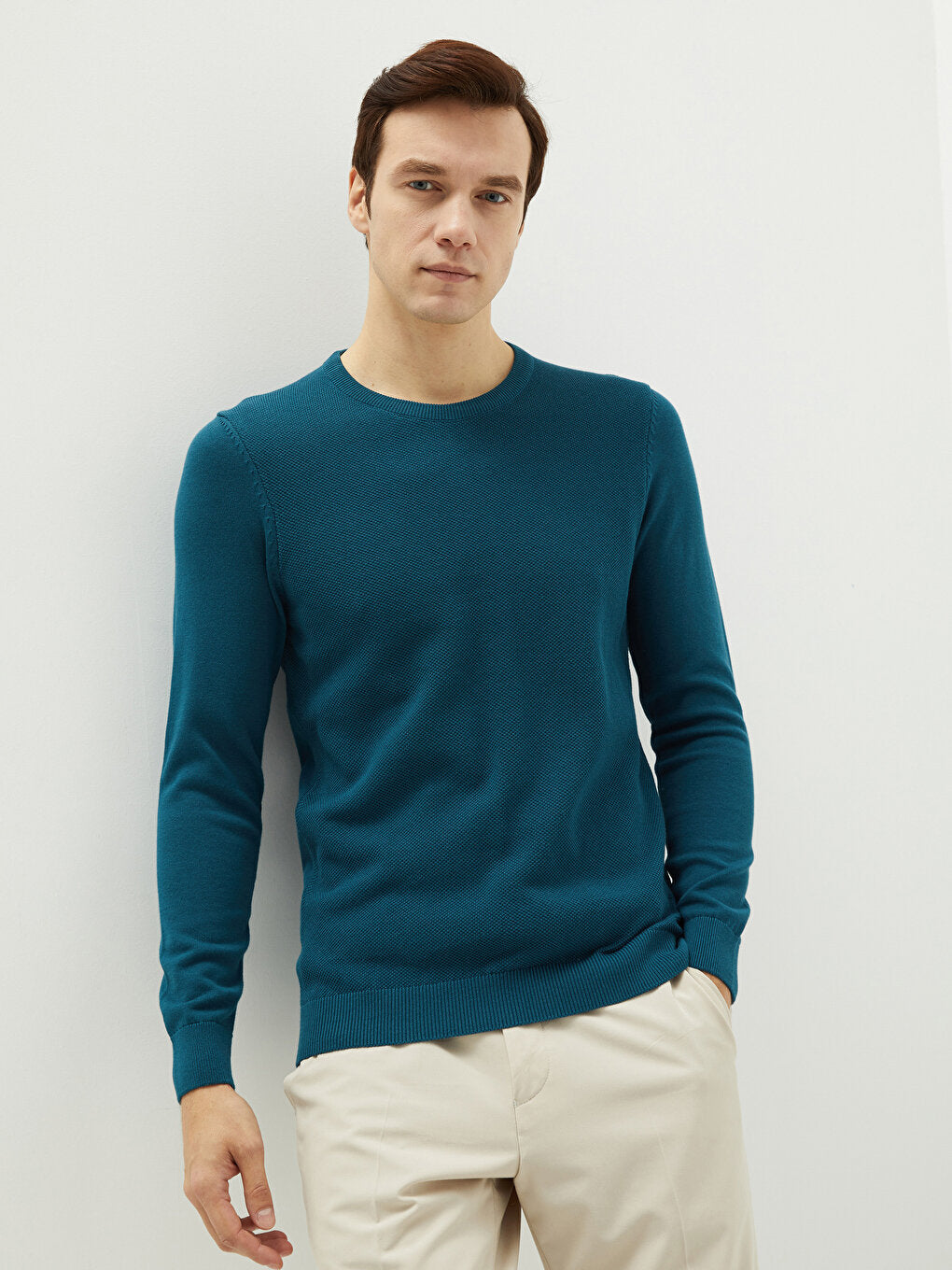 Crew Neck Long Sleeve Men's Knitwear Sweater