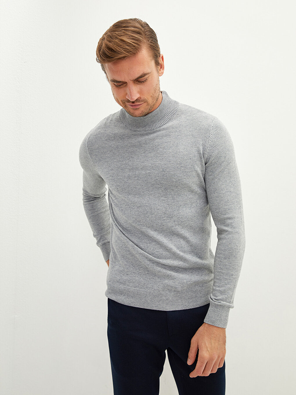 Turtleneck Long Sleeve Thin Men's Knitwear Sweater