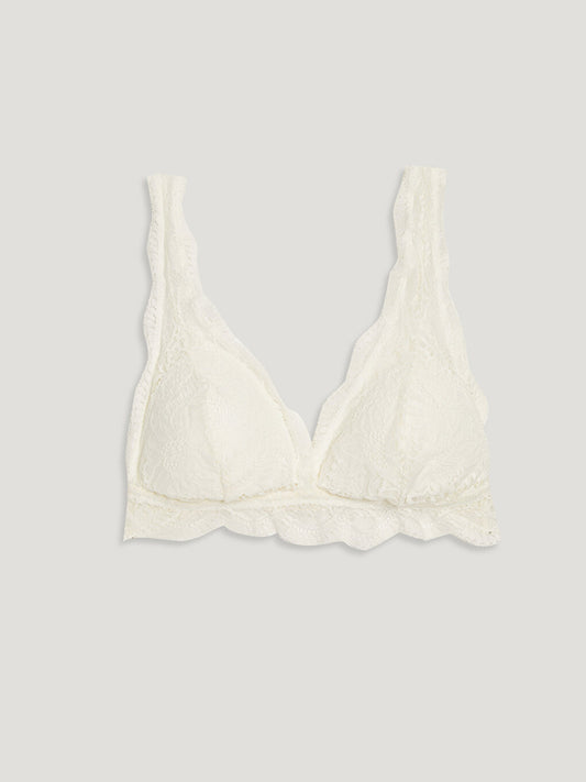 Non-Wireless Padded Bra with Lace Detail