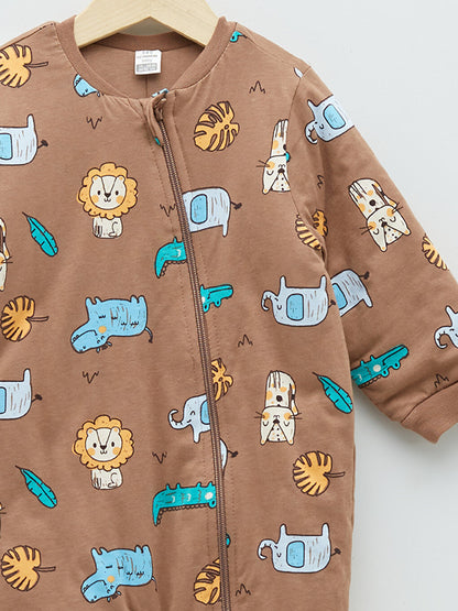 Crew Neck Long Sleeve Printed Baby Boy Zipper Sleeping Bag