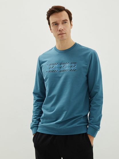 Crew Neck Long Sleeve Printed Men's Sweatshirt