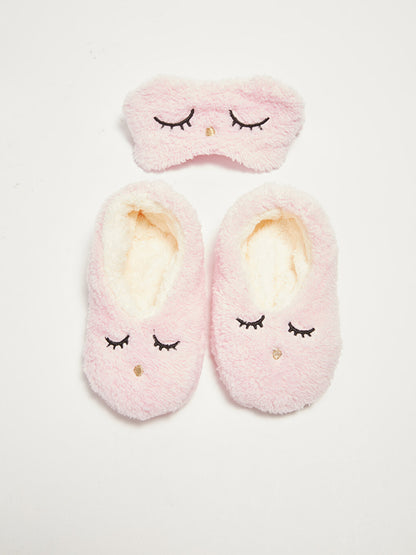 Girls' Socks and Sleeping Mask with Embroidery Detail