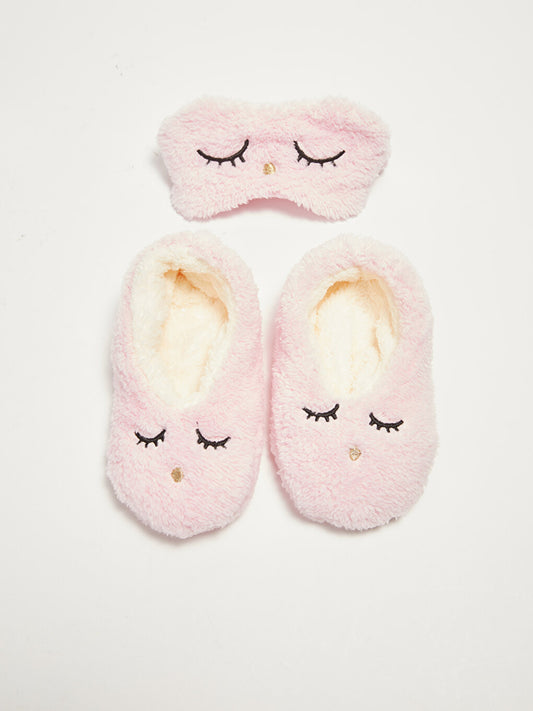 Girls' Socks and Sleeping Mask with Embroidery Detail