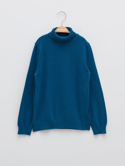 Turtleneck Basic Long Sleeve Boy's Fine Knitwear Sweater