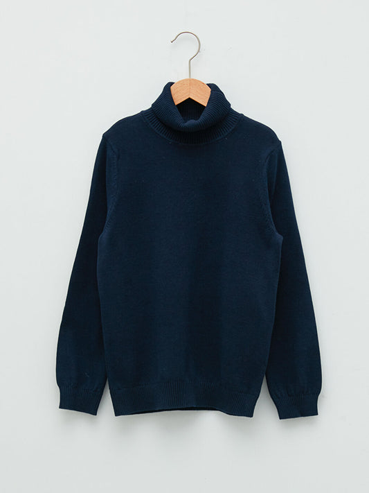 Turtleneck Basic Long Sleeve Boy's Fine Knitwear Sweater