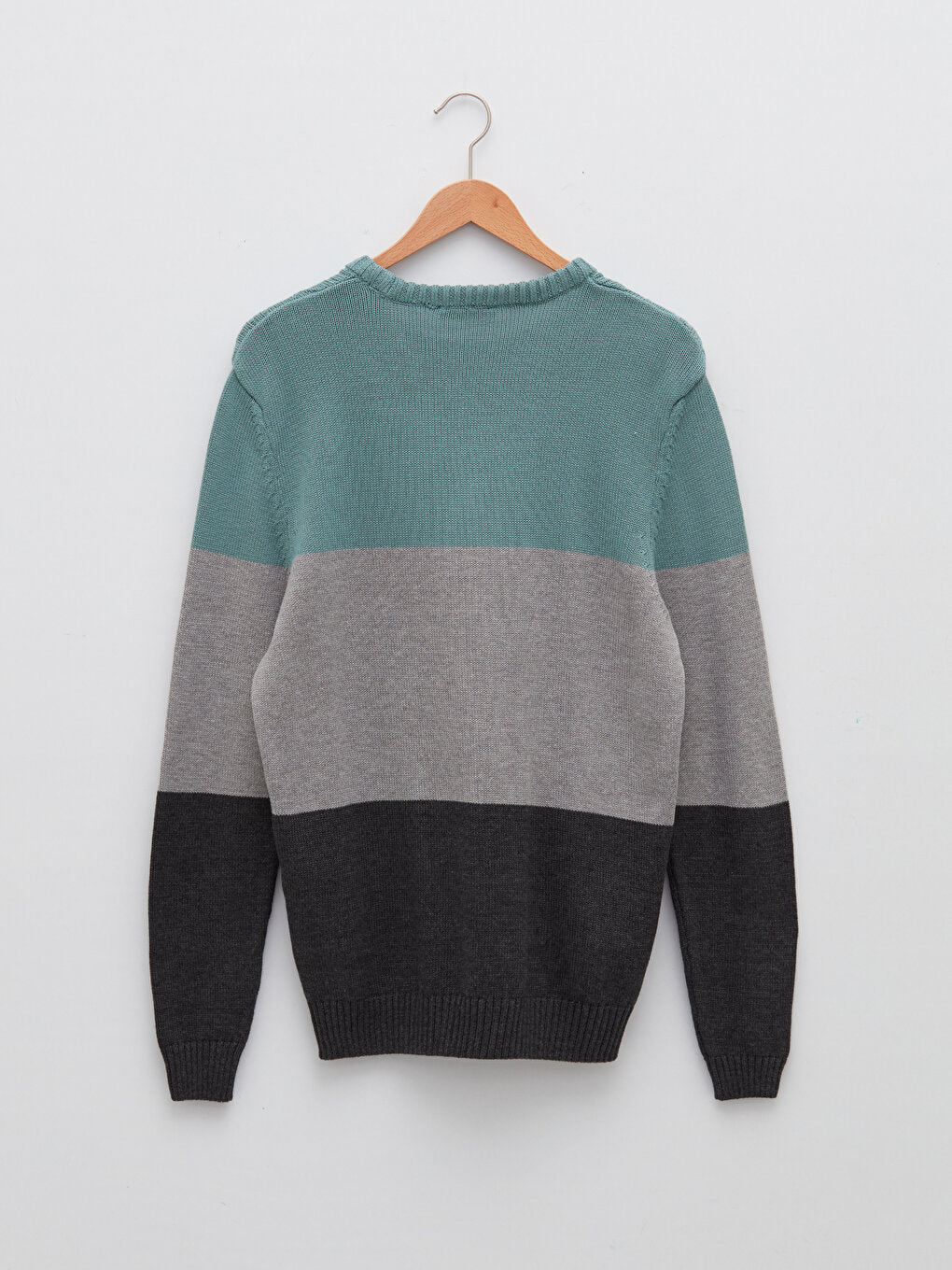 Crew Neck Long Sleeve Color Block Men's Knitwear Sweater