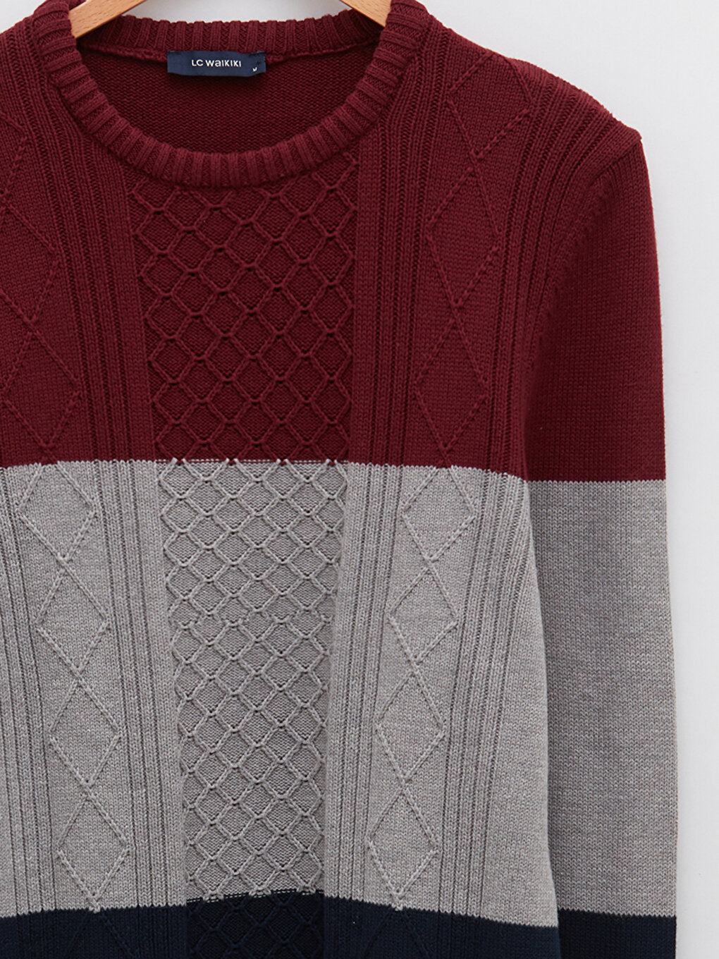 Crew Neck Long Sleeve Color Block Men's Knitwear Sweater