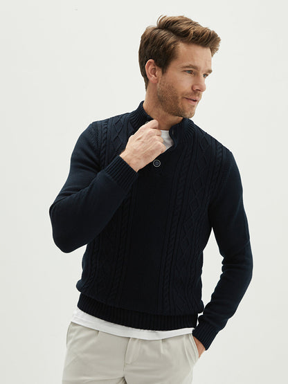 High Collar Long Sleeve Men's Knitwear Sweater