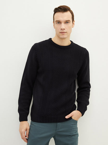 Crew Neck Long Sleeve Men's Knitwear Sweater