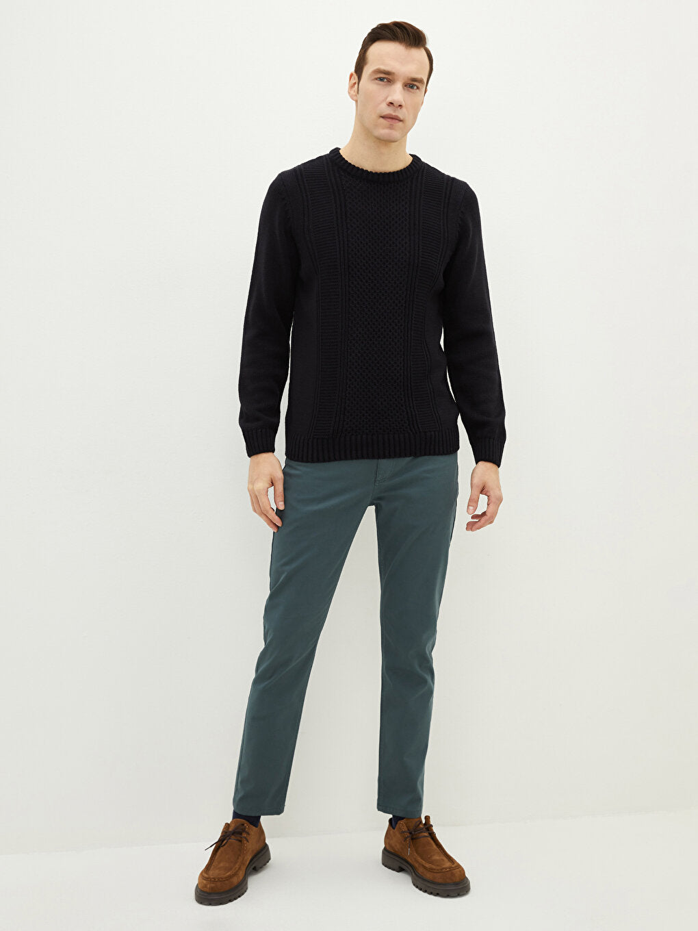 Crew Neck Long Sleeve Men's Knitwear Sweater