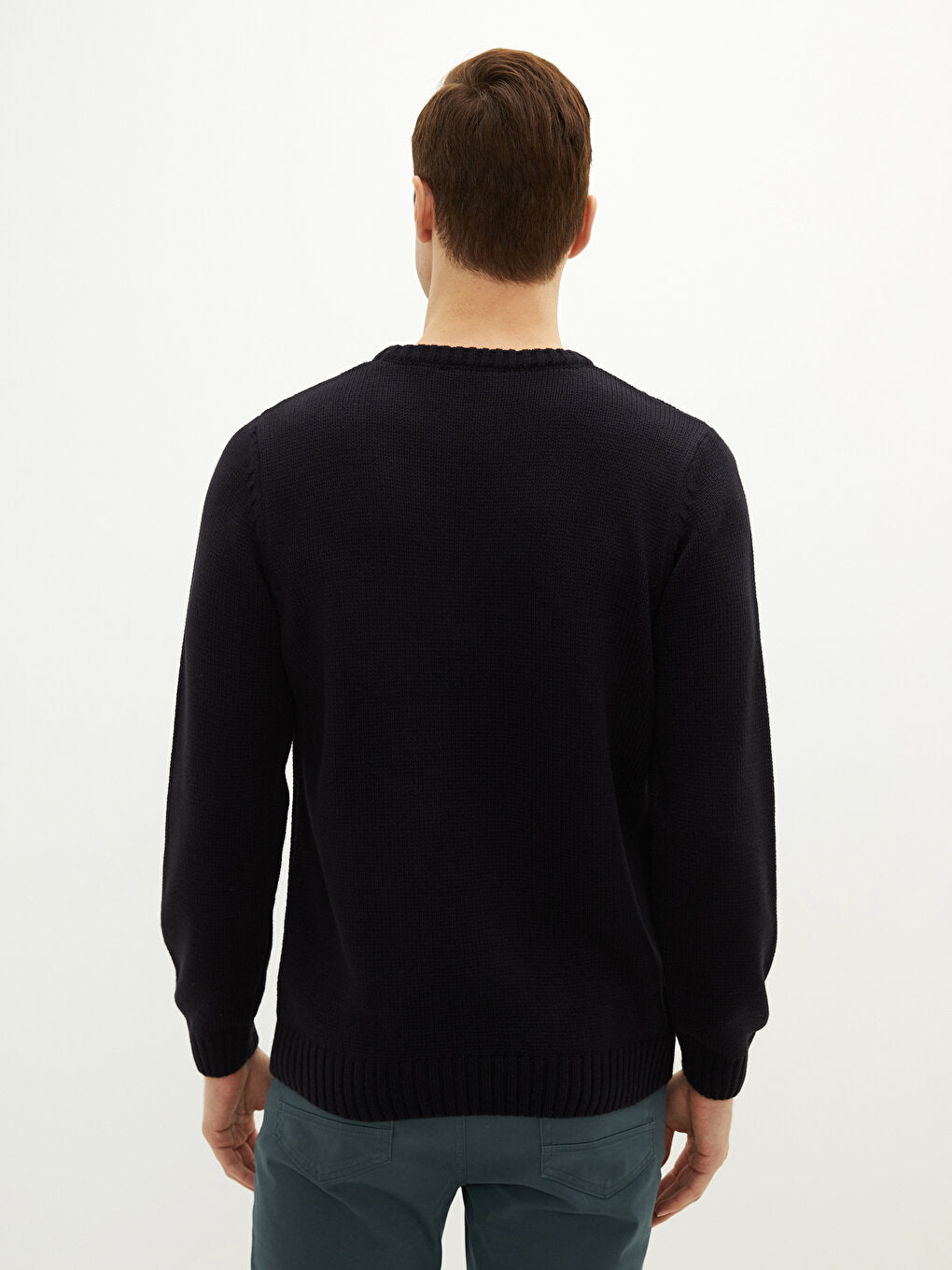 Crew Neck Long Sleeve Men's Knitwear Sweater