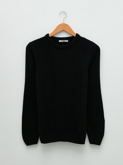 Crew Neck Long Sleeve Men's Knitwear Sweater