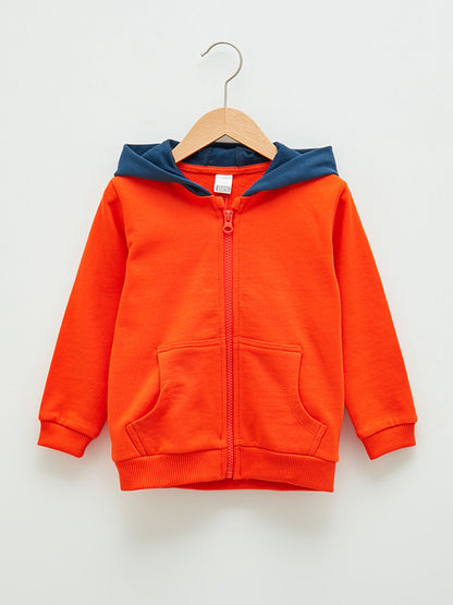 Hooded Long Sleeve Basic Baby Boy Zipper Sweatshirt