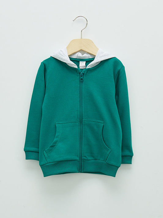 Hooded Long Sleeve Basic Baby Boy Zipper Sweatshirt