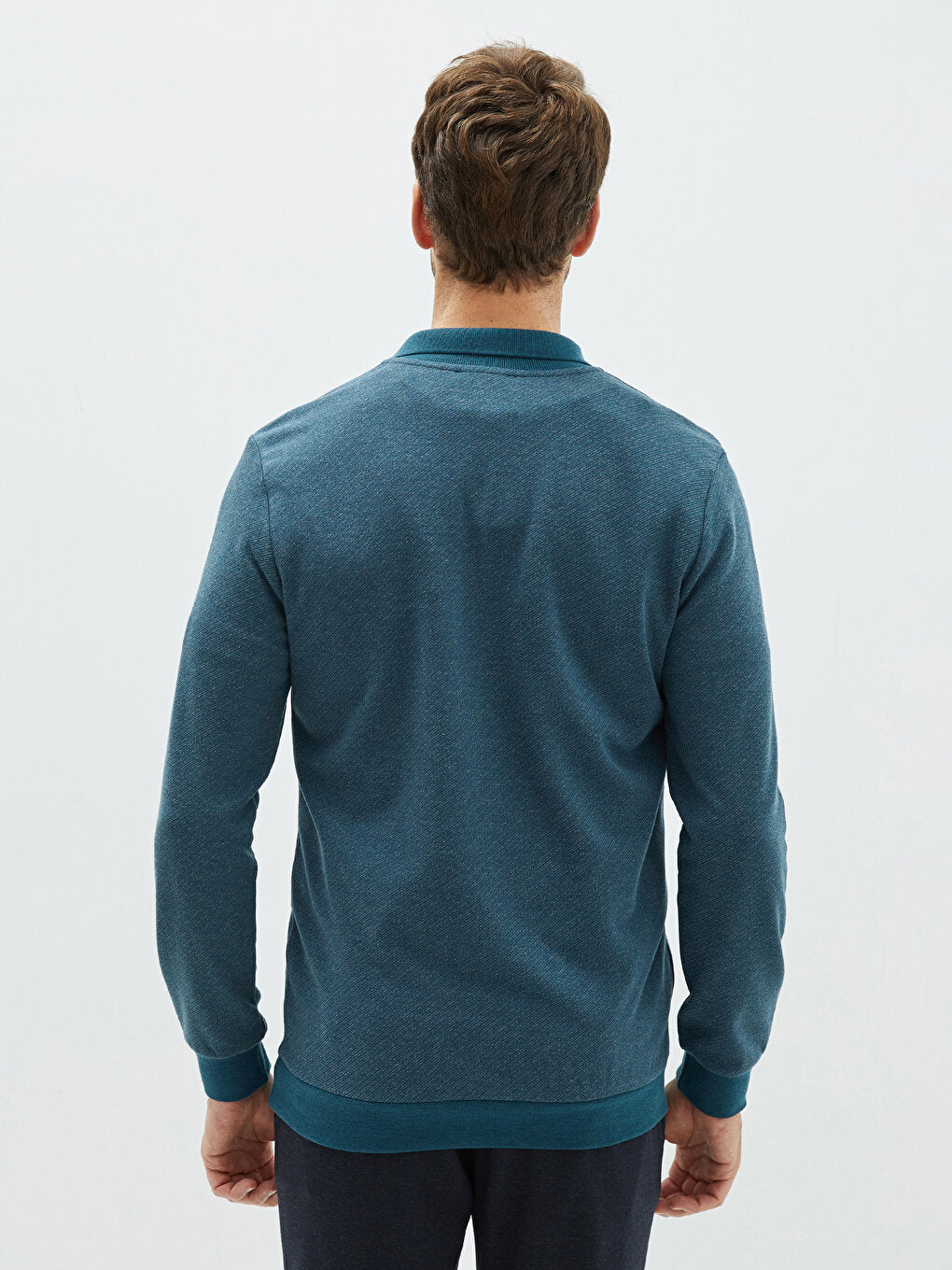 Polo Neck Long Sleeve Men's Sweatshirt