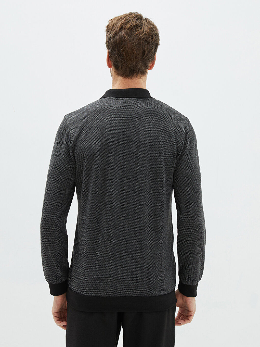 Polo Neck Long Sleeve Men's Sweatshirt