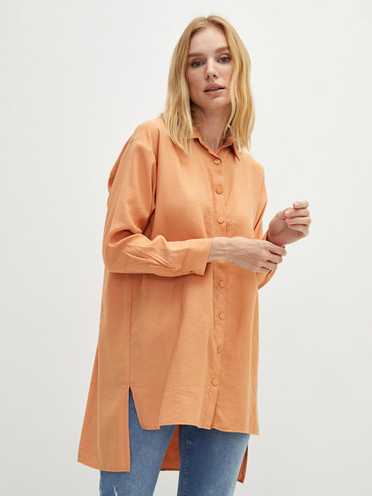 Plain Long Sleeve Modal Blend Fabric Women's Shirt Tunic