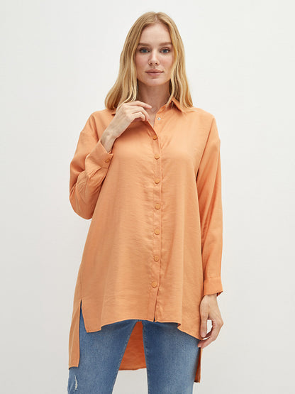 Plain Long Sleeve Modal Blend Fabric Women's Shirt Tunic