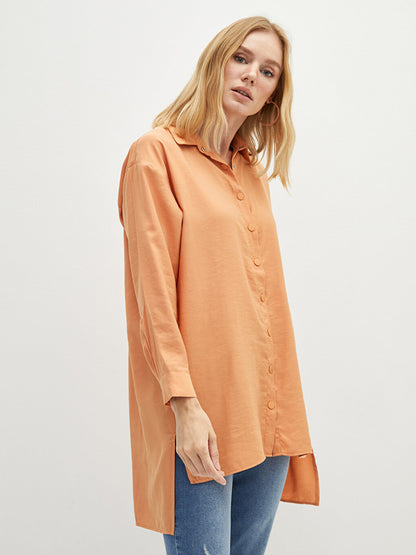 Plain Long Sleeve Modal Blend Fabric Women's Shirt Tunic