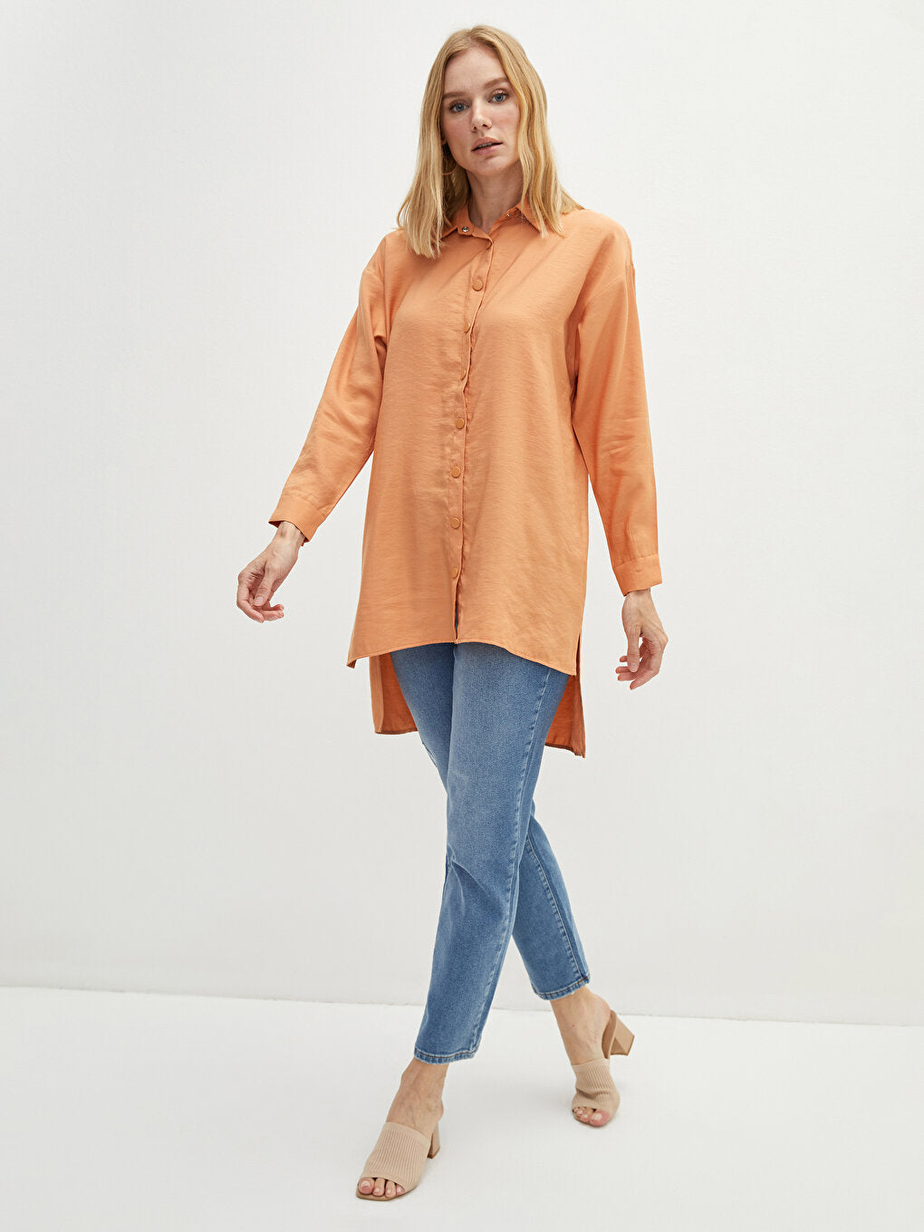 Plain Long Sleeve Modal Blend Fabric Women's Shirt Tunic