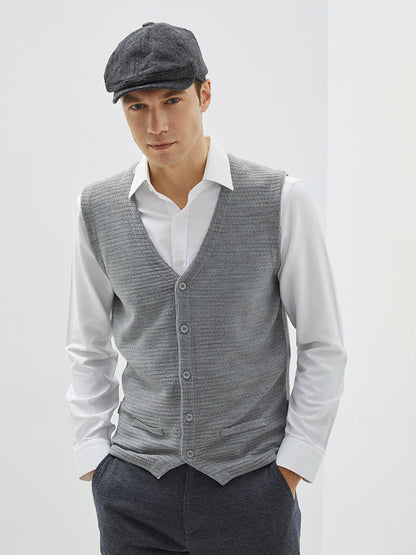 Standard Mold V-Neck Men's Knitwear Vest