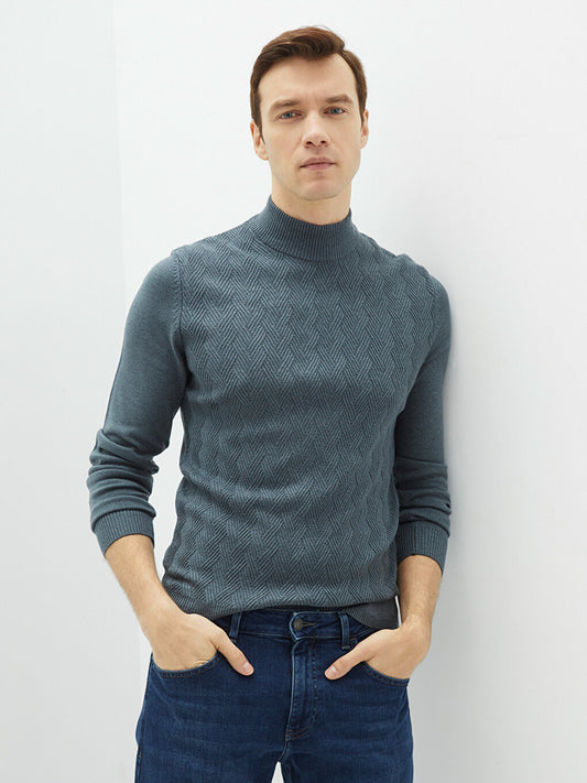 Half Turtleneck Long Sleeve Men's Knitwear Sweater