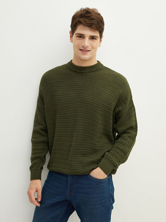 Crew Neck Long Sleeve Thick Men's Knitwear Sweater