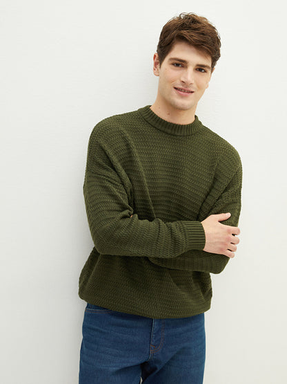 Crew Neck Long Sleeve Thick Men's Knitwear Sweater