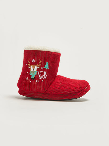 New Year's Themed Boys' Home Boots with Embroidery Detail