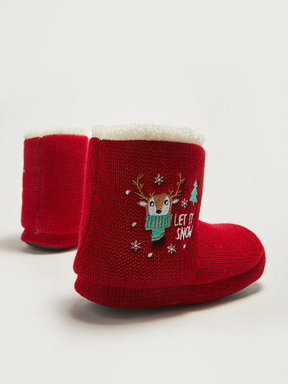 New Year's Themed Boys' Home Boots with Embroidery Detail