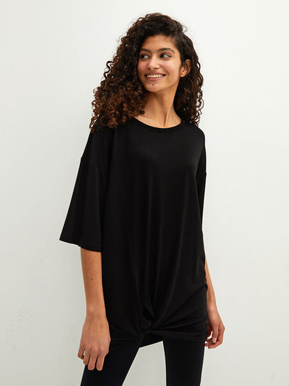 Crew Neck Plain Short Sleeve Women's Pajama Top