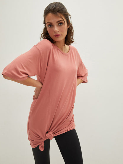 Crew Neck Plain Short Sleeve Women's Pajama Top