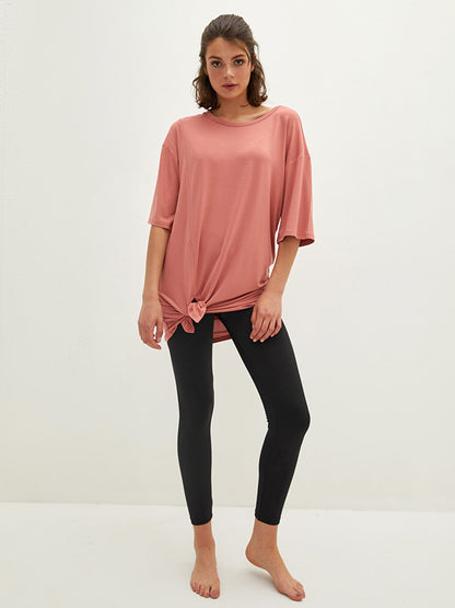 Crew Neck Plain Short Sleeve Women's Pajama Top