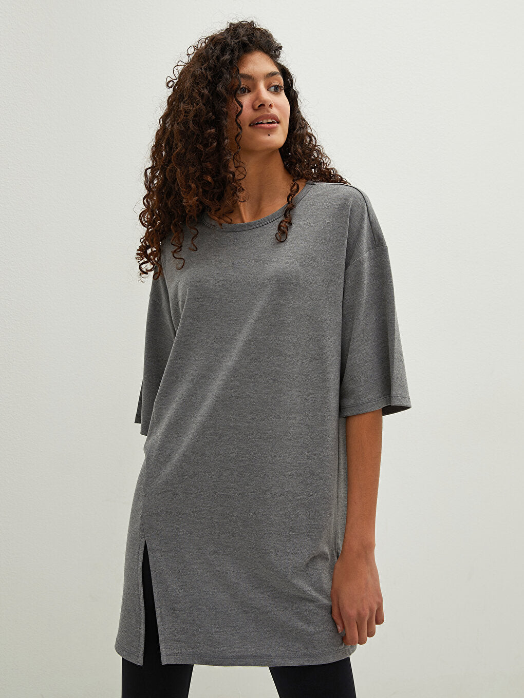 Crew Neck Plain Short Sleeve Women's Pajama Top