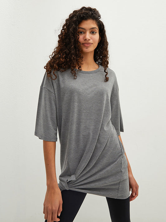 Crew Neck Plain Short Sleeve Women's Pajama Top