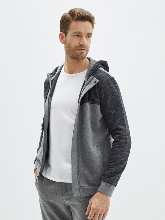 Hooded Long Sleeve Men's Zipper Sweatshirt