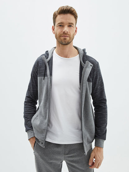 Hooded Long Sleeve Men's Zipper Sweatshirt