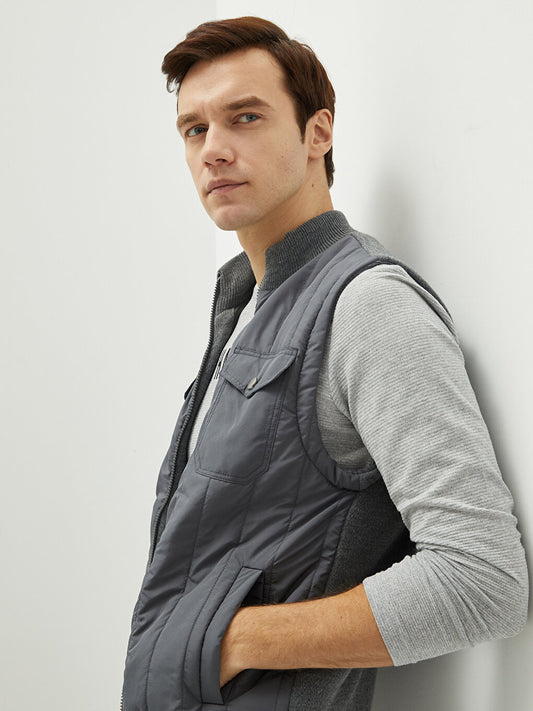 Standard Mold Stand Collar Men's Knitwear Vest