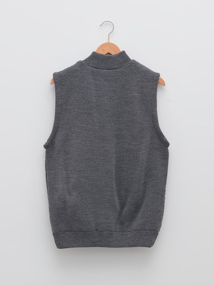 Standard Mold Stand Collar Men's Knitwear Vest