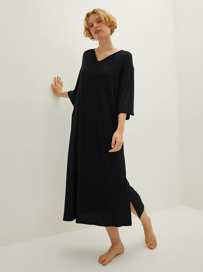 V-Neck Straight Short Sleeve Viscose Women's Nightgown