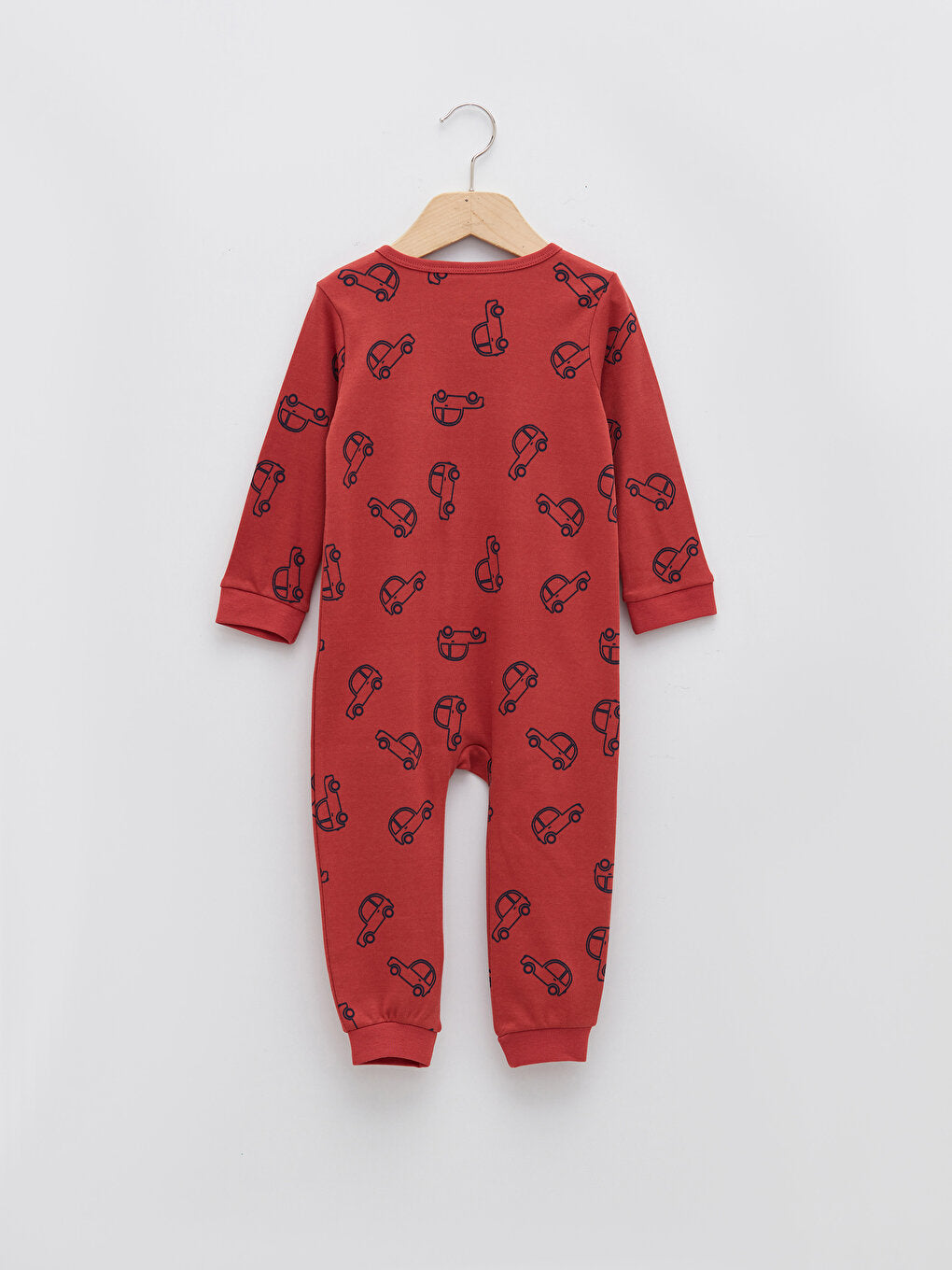 Crew Neck Long Sleeve Printed Baby Boy Zipper Jumpsuit